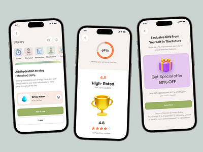 Wellio – Your Daily Wellness Companion dailyhabits iosdesign lifestyleapp mental mental ai app mental health mental ui minimal mobileapp mobiledesign mood tracker software template