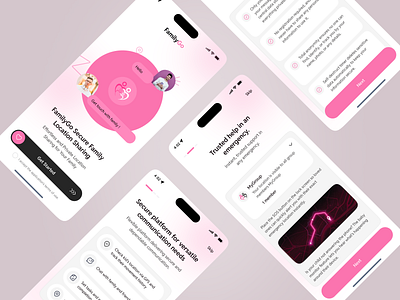 Family Locator App - Onboarding app design baby tracker app childapp family family app family safety app ios location sharing app locator map direction mobile location mobile ui real time location smart travel sos store locator tracking app travel service ui ux ux