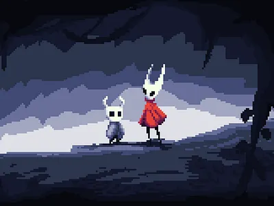 Knight and Hornet 16 bit 8 bit art aseprite bit digital art hollow knight hornet illustration pixel pixel art pixel artist silksong