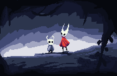 Knight and Hornet 16 bit 8 bit art aseprite bit digital art hollow knight hornet illustration pixel pixel art pixel artist silksong