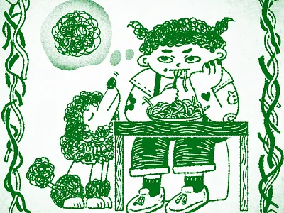 Spaghetti-code day code design dog eat editorial illustration food graphic design human illustration spaghetti