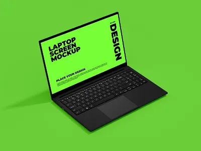 Laptop Screen Mockup 3d 3d rendering branding design display graphic design illustration laptop logo mockup mrfauzi presentation product mockup realistic mockup screen template ui