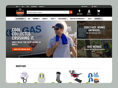 Ergodyne Landing Page branding design. typography ux