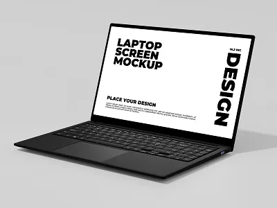 White Screen Laptop Mockup 3d 3d rendering branding design device mockup graphic design illustration laptop laptop screen mockup mockup mrfauzi presentation product rendering realistic mockup template ui ui app presentation