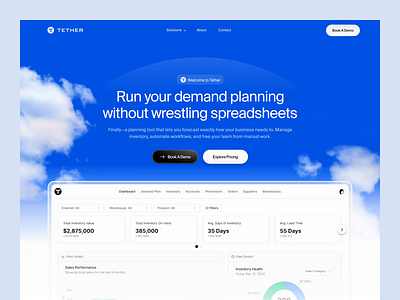 Tether. finance fintech landing page saas saas ui sale sale saas sales landing page task management web web design website