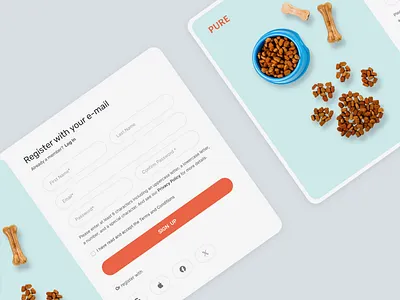 Sign-Up Page Design for an E-Commerce Pet Food Website. branding business cat design dog illustration innovation landingpage logo pet pet care pet food rabbit signup page template ui uiux veterinary website wix