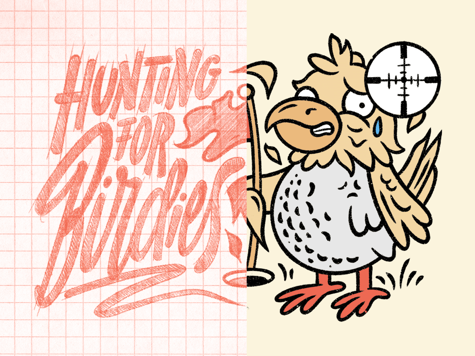 Hunting For Birdies – lettering & illustration for ball marker golf illustration lettering print sketch typography