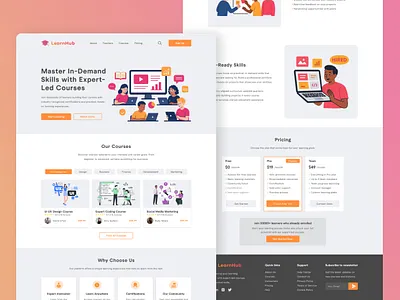 LearnHub - E learning Landing Page branding course design e learning educational graphic design landing page learnhub learning online course shahriar durjoy typography ui ui design user experience user interface ux design vector webpage website
