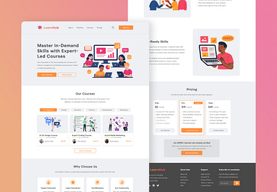 LearnHub - E learning Landing Page branding course design e learning educational graphic design landing page learnhub learning online course shahriar durjoy typography ui ui design user experience user interface ux design vector webpage website