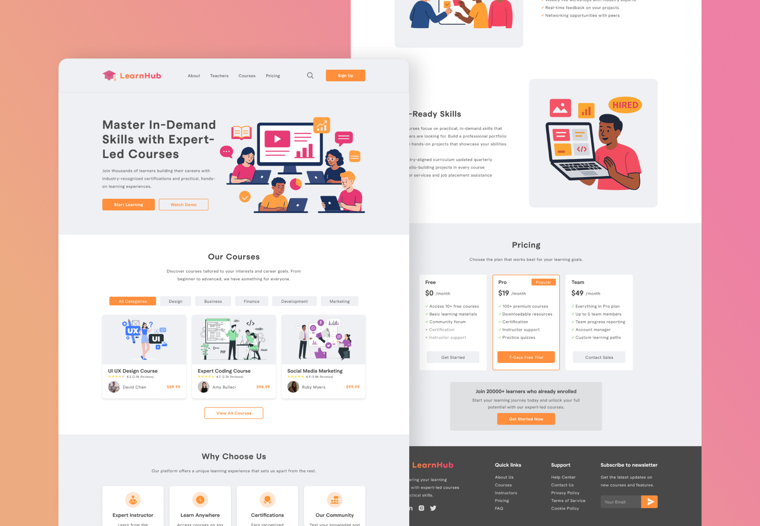 Example of E Learning Landing Page Design
