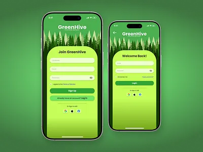 A forest toned gateway to community #DailyUI #001 branding dailyui dailyuichallenge forest green login sign in ui ux