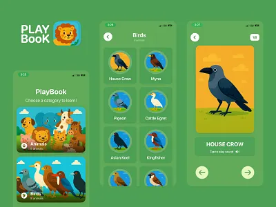 PlayBook iOS App for kids app charachter design illustraion shot ui