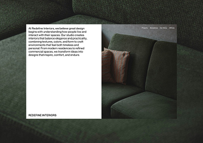 Interior Web Design - Editorial Style art direction branding clean design design editorial figma framer design hero section interface design layout design magazine layout minimal design responsive design simple layout typography ui ux web design webflow