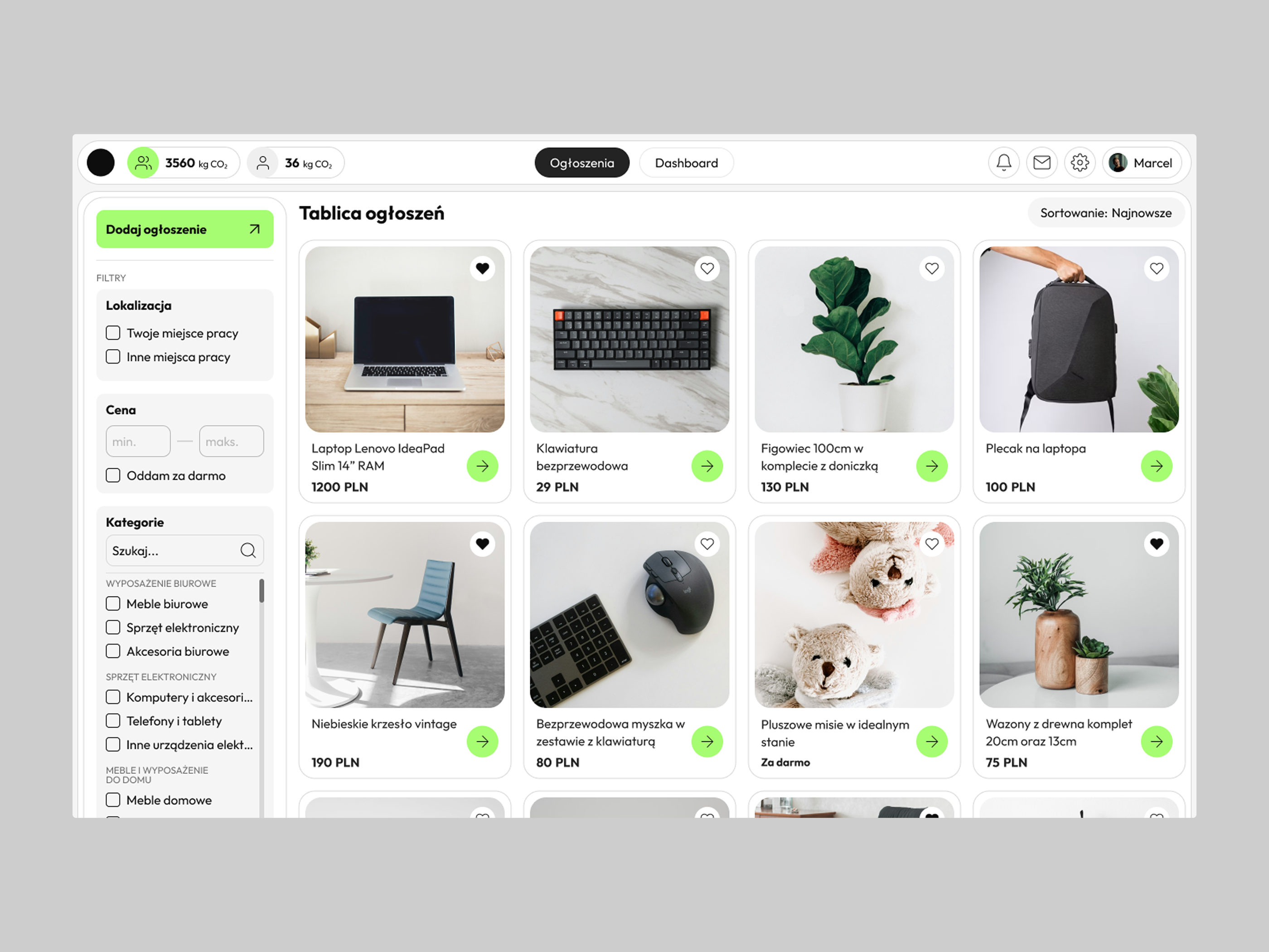 Marketplace platform interface application desktop app ecommerce light theme marketplace tablica ogloszen ui design ui ux web app