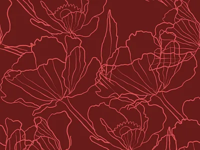Linear Poppies on Dark Red. Seamless pattern fabric fashion floral flowers pattern poppy red seamless textile