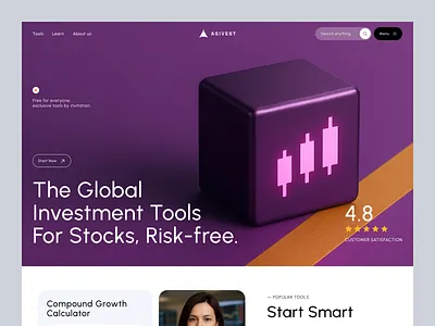 Asivest – Investment Tools Hero Design asivest calculator chart compound design finance financial grow illustration invest investing investment learn modern money simple stock tool ui ux