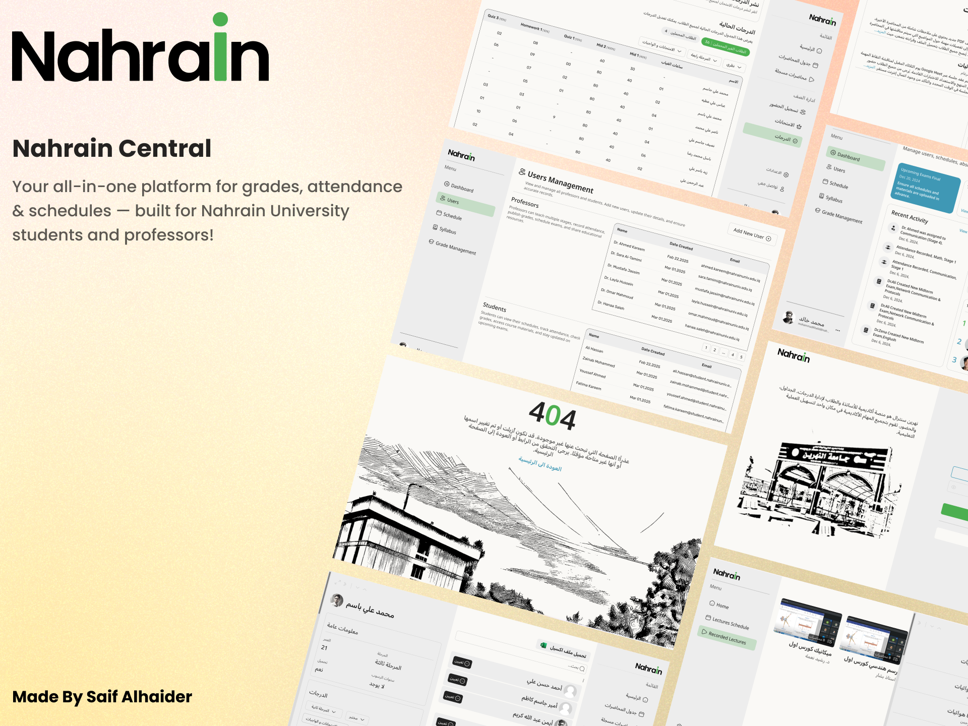 Nahrain Central - College Management System college login management ui university