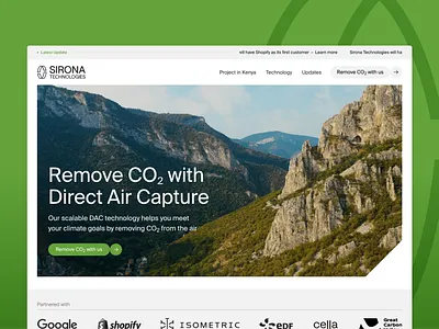 Sirona Technologies carbon dac desktop eco green modern mountains nature tech technology ui web web design webflow website