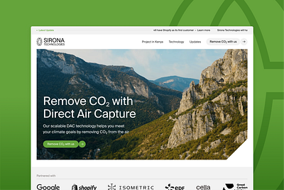 Sirona Technologies carbon dac desktop eco green modern mountains nature tech technology ui web web design webflow website