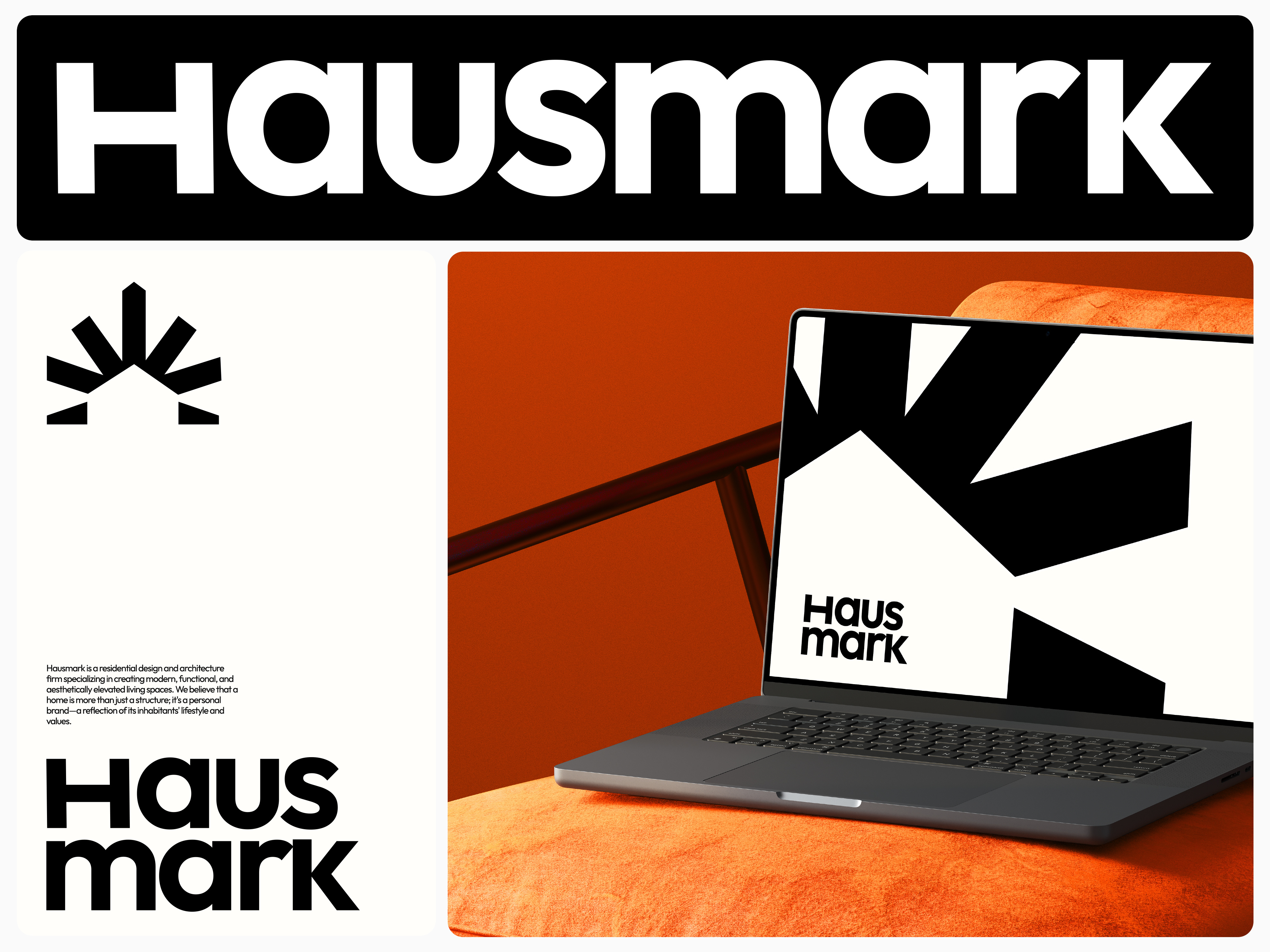 Hausmark - Visual identity Overview black branding design design art designer graphic design home house icon identity illustration lettermark logo logodesign mark orange path residential typography ways