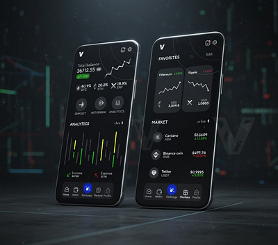 V-Crypto: A Modern Portfolio & Trading Dashboard app crypto design figma prototype ui ux wireframing
