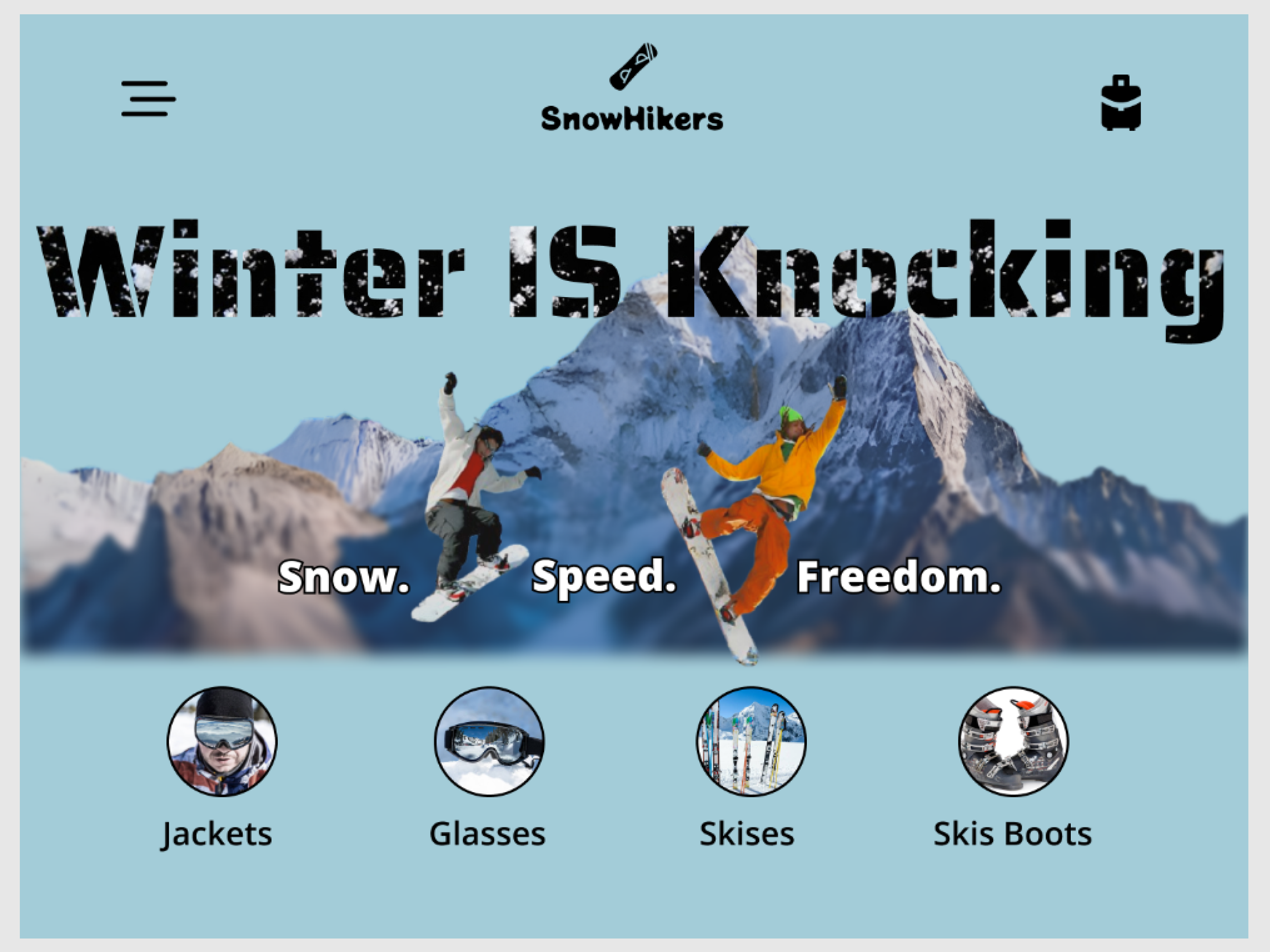 SnowHikers Landing Page hero section design using figma branding design figma graphic design illustration landing page ui logo skiing skis snow ui ui design uiux uiux design user experience design user interface design ux vector website ui winter