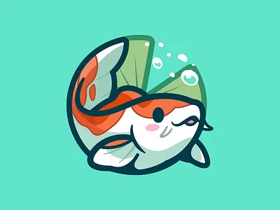 Koi animal branding colorful cute fish icon identity japan kawaii koi logo love nature pet pond sketch vibes