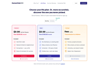HumanClub branding graphic design human landing page life plan product design subscription ui ux web design