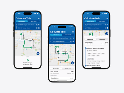 Mapping and Toll Calculation calculator map mobile design route tabs ui ux