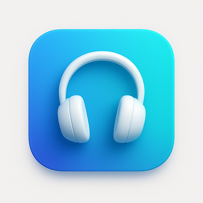 Realistic Glossy logo for 🎧 iOS app 3d app logo