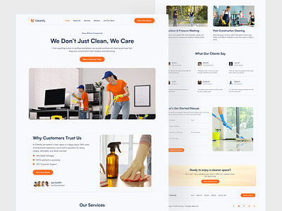 Cleanify - Cleaning Service Landing Page Design cleaning landing page cleaning services cleaning services website design graphic design hero section home cleaning landing page ui ux website website design
