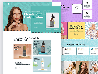 Collagen Drops - Shopify Home Page Design body balm cleansing gel collagen drops concept design elevate beauty figma graphic design hair oil healthy skin landing page design landing page redesign product landing page product leads radiant skin scalp health shopify leads shopify store redesign store redesign website design website redesign