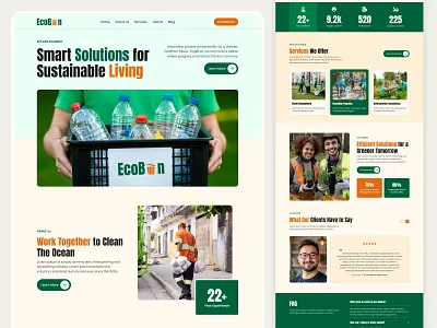 EcoBin – Waste Management & Recycling Website Design cleanenvironment ecodesign ecofriendly ecoui environmentaldesign greenenergy greenliving landingpage natureinspired recycling sustainability uiux uxdesign wastemanagement websitedesign