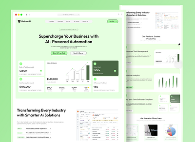 AI SaaS Landing Page for Automation Platform . ai automation b2b marketing branding clean ui enterprises design la landing page landing page design logo product design responsive design saas design saas product startup design ui uiux design ux ux for saas web design website