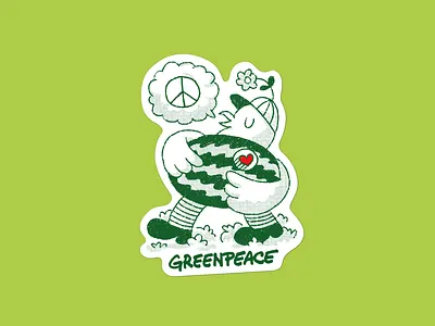Greenpeace Sticker activism bird flower greenpeace groovy heart hippie illustration ngo palestine peace pidgeon retro sticker vintage watermelon