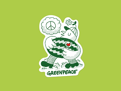 Greenpeace Sticker activism bird flower greenpeace groovy heart hippie illustration ngo palestine peace pidgeon retro sticker vintage watermelon