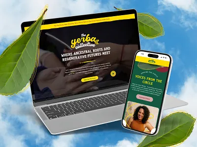 The Yerba Collective Website brand identity branding green laptop mobile the yerba collective website design website development wordpress yellow yerba madre yerba mate