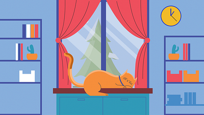 Cat Sleeping Peacefully Illustration Lottie Animation animation cat cat animation cat illustration cat lottie animation cat sleeping design illustration lottie animation motion design motion graphics peace pet animal pet svg sleep sleeping snow snowfall svg animation ux