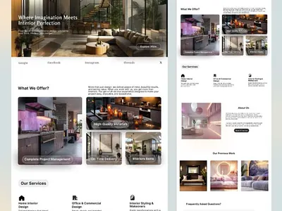 Interior Landing page Design branding design figma framer functionality home decor home inspiration illustration interior landing page interior styling landing page ui uiux web design website design