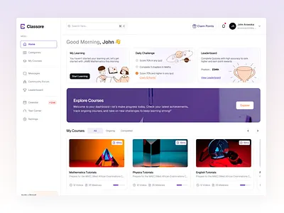 Edtech Dashboard - Classore courses dashboard edtech learn ranks
