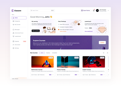 Edtech Dashboard - Classore courses dashboard edtech learn ranks
