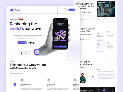 Nexora – AI Landing Page Design ad campaign ads ai apps ai landing page ai product ai shopping ai video ai website analtyics landing page design product product design sales shopify showreel social media ui video video reel web app