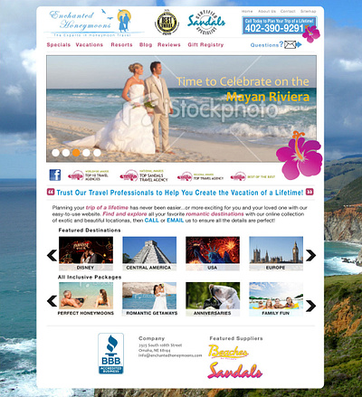 Enchanted Honeymoons Website Homepage Re-Design + Sitemap Audit design e commerce graphic design re design site map web website websiteaudit
