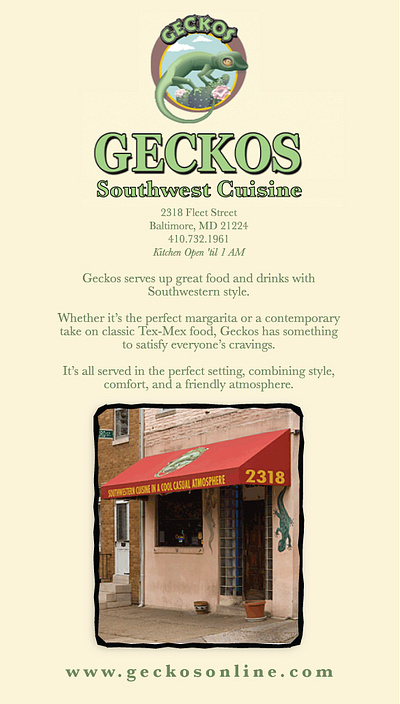 Geckos Southwest Cuisine Web Banner banner design facebook graphic design socialmedia webbanner
