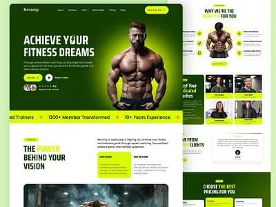 Gym website design. Fitness website design branding figma website