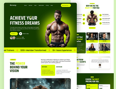 Gym website design. Fitness website design branding figma website