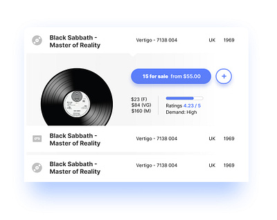 Discogs Record Release Module design app design discogs flat mobile ui