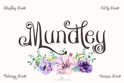 Mundley - Display Curly Font branding font christmas font classic font content font curly font decorative font digital font display font fashion font feminine font invitation font logotype nostalgic font retro font swirly font thic font typography valentine font vintage font wedding font