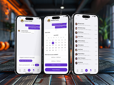 BodyFlow – Fitness Partner Chat & Scheduling App UI interface mobile product service startup ui ux