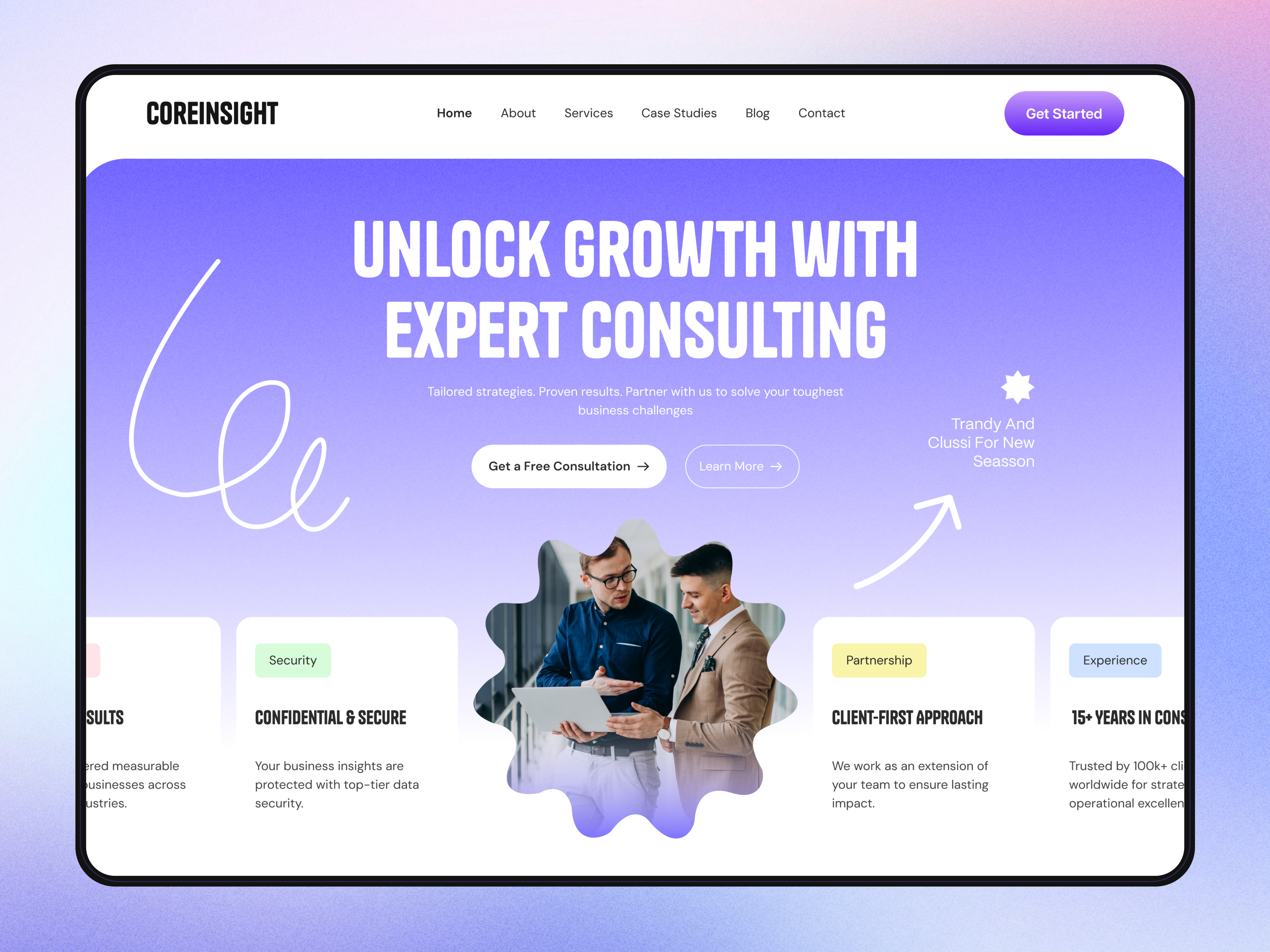 Coreinsight : Consulting Website agency website architecture landing page b2b website business consulting case study design consultant consulting website corporate branding homepage personal portfolio professional services professional ui startup website concept
